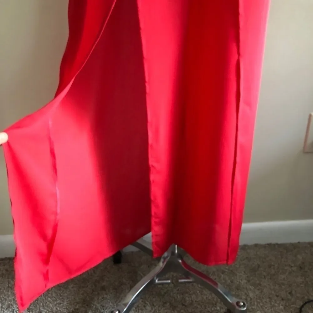 Leith Red Flowy Split hem wrap tank jumpsuit - Picture 4 of 8